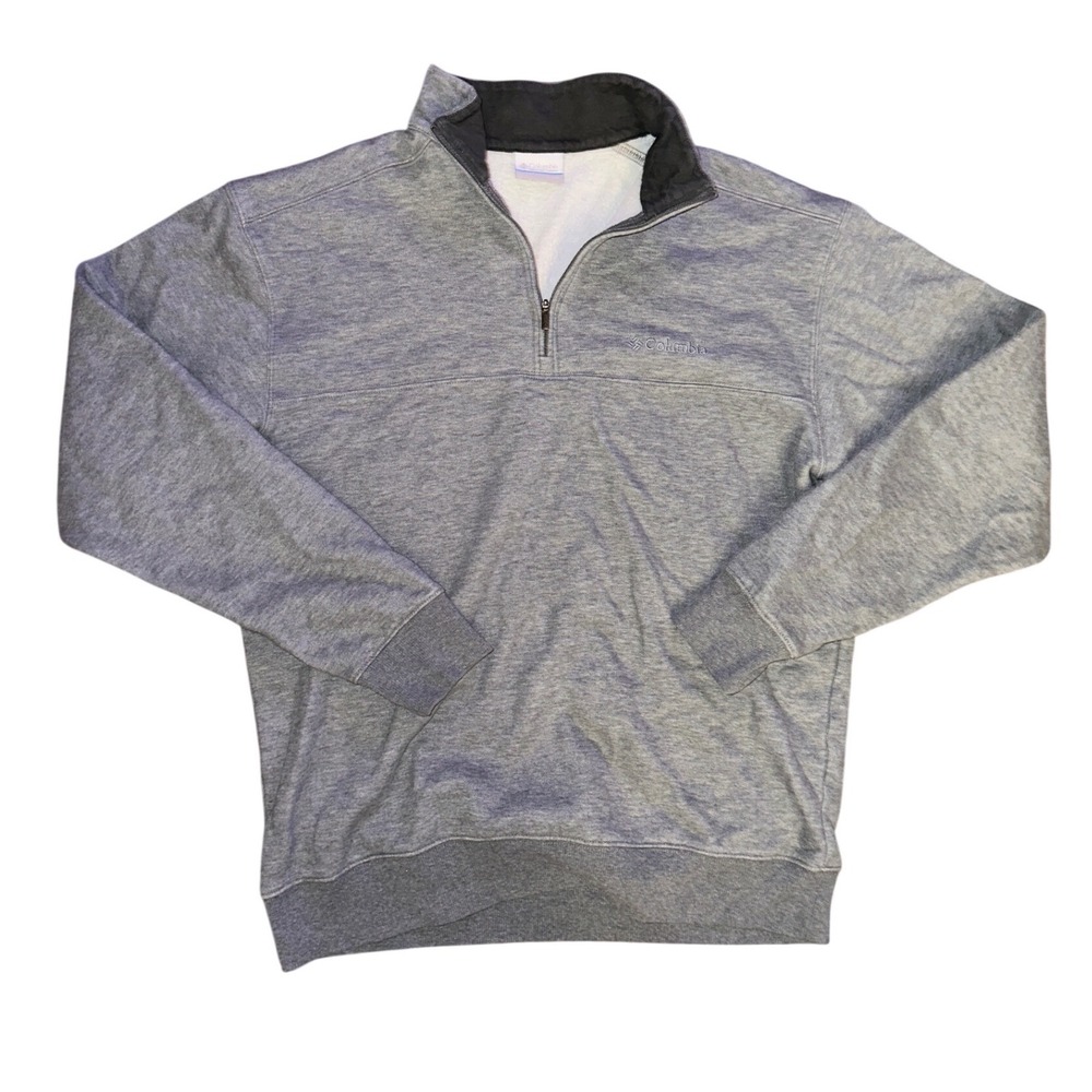 Columbia Mens Quarter Zip Fleece Pullover Heather Gray Mock Neck Sweatshirt M